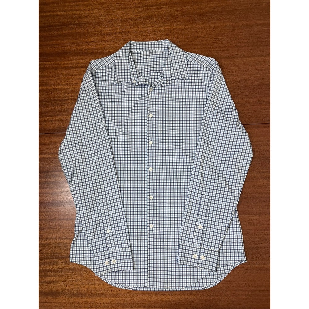 Ministry of Supply Archive Slim Fit Performance Dress Shirt Men Large Blue Plaid